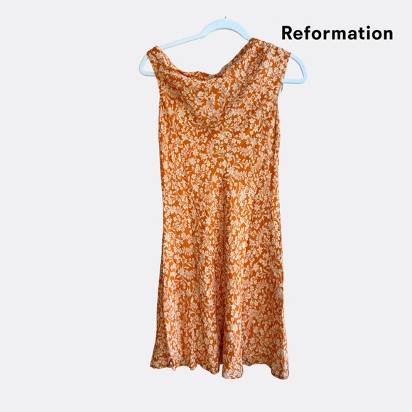 Reformation Kristine Dress – Adelina Floral – Orange – Size 8 – NWT – Off Should - Picture 4 of 7